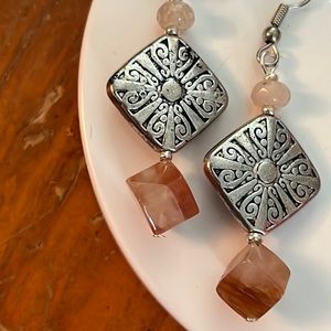 Carnelian & Rose Quartz Earrings.